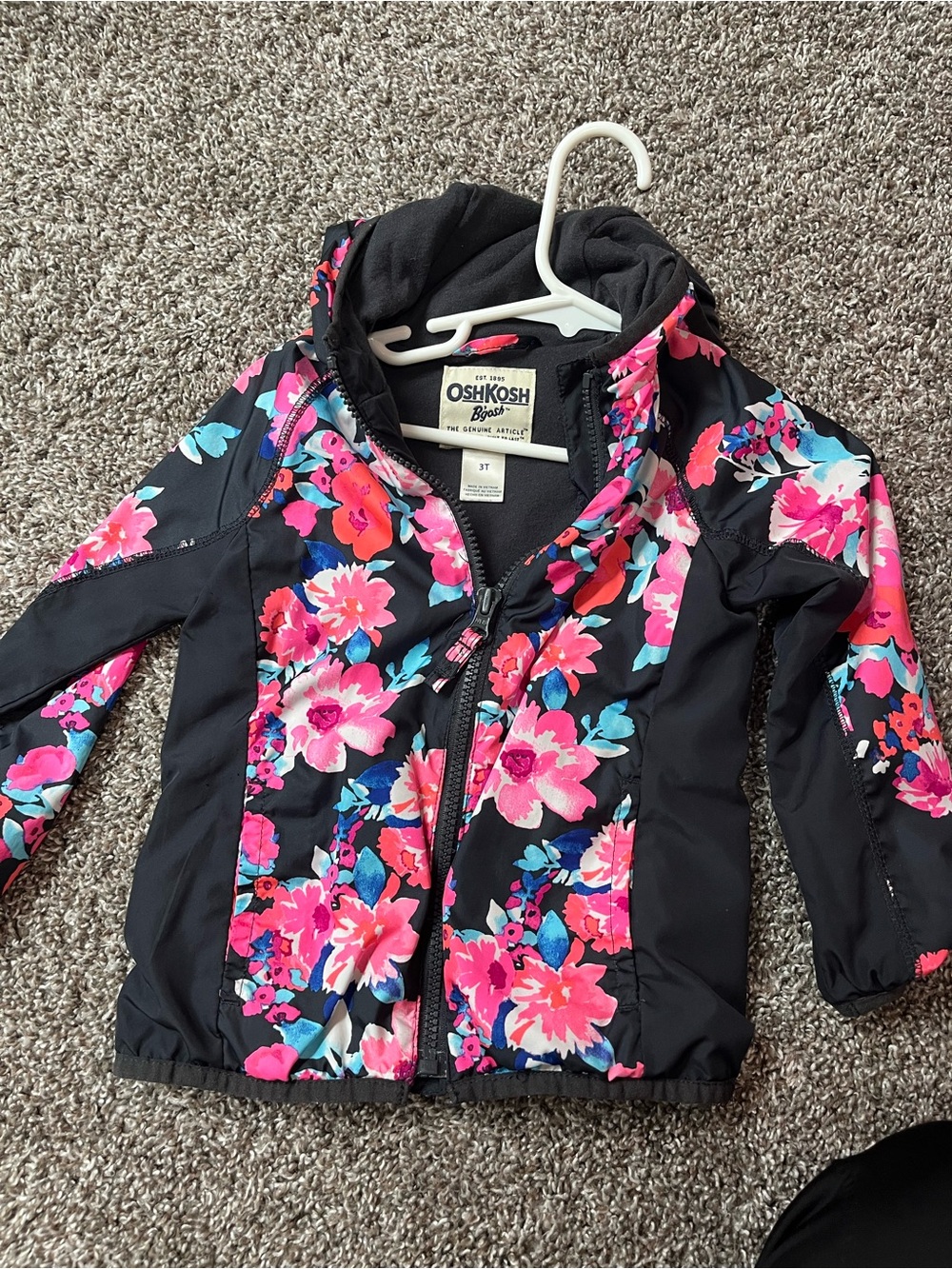 OshKosh B'gosh Black Jacket with Pink Floral Print